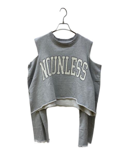 NOUNLESS（ナウンレス）NOUNLESS (ナウンレス) カットオフロゴスウェット ライトグレー サイズ:1の古着・服飾アイテム