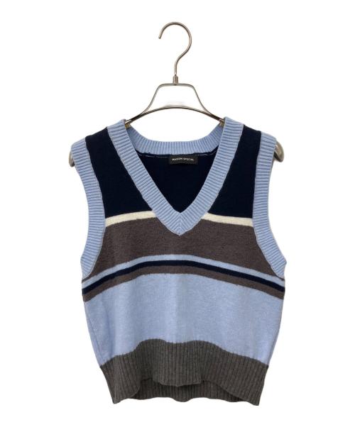 MAISON SPECIAL（メゾンスペシャル）MAISON SPECIAL (メゾンスペシャル) Bicolor Knit Vest ブルー サイズ:Freeの古着・服飾アイテム