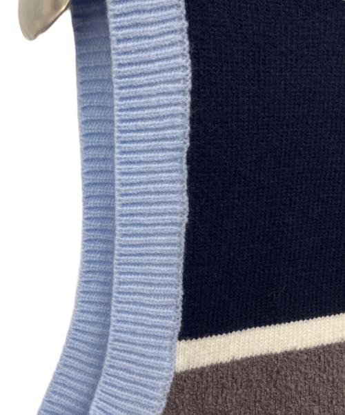 MAISON SPECIAL（メゾンスペシャル）MAISON SPECIAL (メゾンスペシャル) Bicolor Knit Vest ブルー サイズ:Freeの古着・服飾アイテム