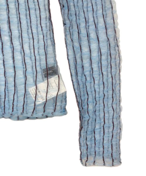 MAISON SPECIAL（メゾンスペシャル）MAISON SPECIAL (メゾンスペシャル) Shirring Stripe Sheer Knitwear ブルー サイズ:FREEの古着・服飾アイテム