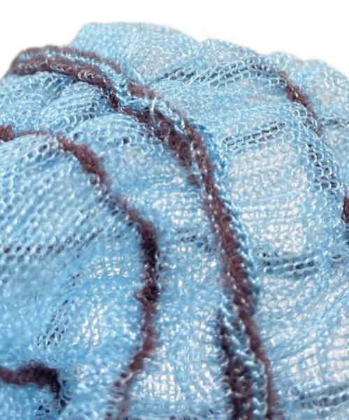 MAISON SPECIAL（メゾンスペシャル）MAISON SPECIAL (メゾンスペシャル) Shirring Stripe Sheer Knitwear ブルー サイズ:FREEの古着・服飾アイテム