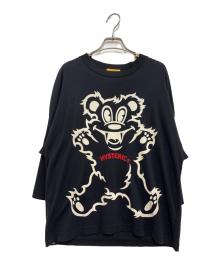 Hysteric Glamour（ヒステリックグラマー）の古着「FIRE BEAR オーバーサイズ八分袖TシャツFIRE BEAR オーバーサイズ八分袖Tシャツ」｜ブラック
