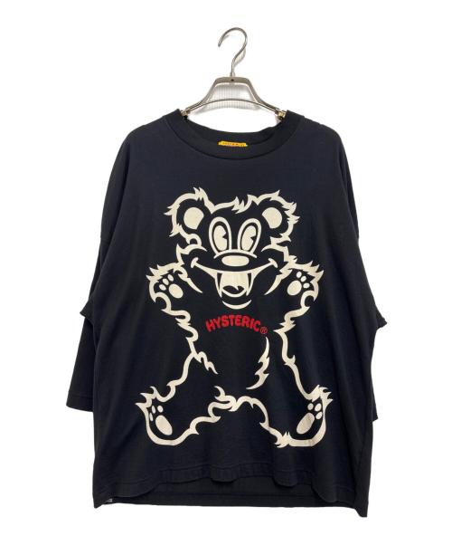 Hysteric Glamour（ヒステリックグラマー）Hysteric Glamour (ヒステリックグラマー) FIRE BEAR オーバーサイズ八分袖TシャツFIRE BEAR オーバーサイズ八分袖Tシャツ ブラック サイズ:FREEの古着・服飾アイテム