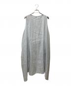 Honneteオネット）の古着「アイリッシュリネンベルト付きボートネックワンピース」｜ブルー