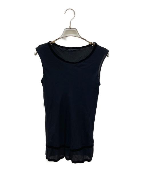 yohji yamamoto+noir（ヨウジヤマモトプリュスノアール）yohji yamamoto+noir (ヨウジヤマモトプリュスノアール) シルクノースリーブブラウス ブラック サイズ:2の古着・服飾アイテム