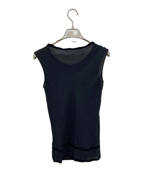 yohji yamamoto+noir（ヨウジヤマモトプリュスノアール）yohji yamamoto+noir (ヨウジヤマモトプリュスノアール) シルクノースリーブブラウス ブラック サイズ:2の古着・服飾アイテム