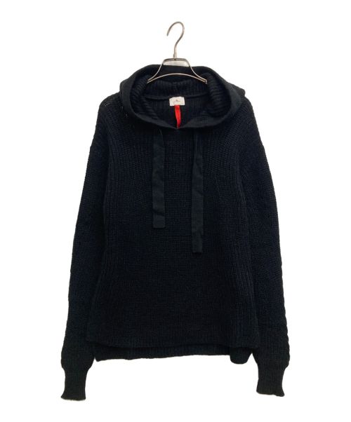 PEUTEREY（ピューテリー）PEUTEREY (ピューテリー) アルパカ混プルオーバーニットパーカー ブラック サイズ:40の古着・服飾アイテム
