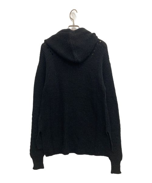 PEUTEREY（ピューテリー）PEUTEREY (ピューテリー) アルパカ混プルオーバーニットパーカー ブラック サイズ:40の古着・服飾アイテム