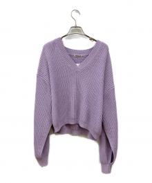 EVERYDAY I LIKE.（エヴリデイ アイ ライク）の古着「デザインスリーブクロップドニット」｜パープル