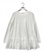 YORIヨリ）の古着「ワイドヘムギャザーカットソー」｜ホワイト