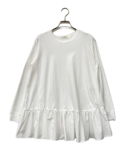 YORI（ヨリ）YORI (ヨリ) ワイドヘムギャザーカットソー ホワイト サイズ:Fの古着・服飾アイテム