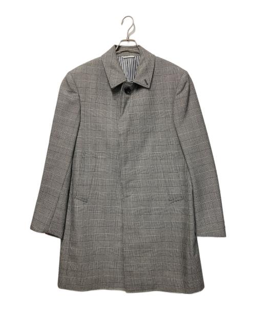 THOM BROWNE. NEW YORK（トムブラウン ニューヨーク）THOM BROWNE. NEW YORK (トムブラウンニューヨーク) バルカラーオーバーコート グレー×ホワイト サイズ:2の古着・服飾アイテム