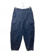 HUMAN WOMANヒューマンウーマン）の古着「ヘンプキャンバスカーゴパンツ 077-3930401」｜ネイビー