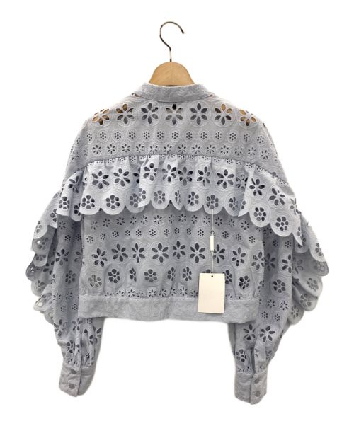 SELF PORTRAIT（セルフ ポートレイト）SELF PORTRAIT (セルフ ポートレイト) カットワークフリルジャケット ペールブルー サイズ:UK8 / US4の古着・服飾アイテム