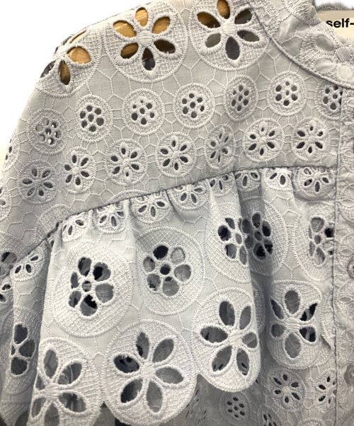 SELF PORTRAIT（セルフ ポートレイト）SELF PORTRAIT (セルフ ポートレイト) カットワークフリルジャケット ペールブルー サイズ:UK8 / US4の古着・服飾アイテム