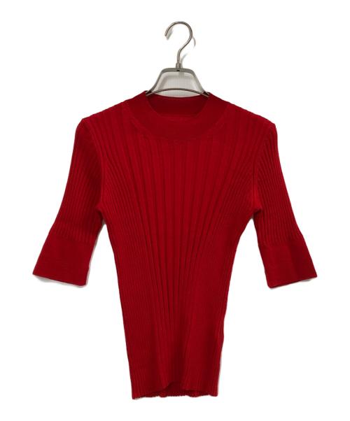 Maison Margiela（メゾンマルジェラ）Maison Margiela (メゾンマルジェラ) リブウール五分袖ニットセーター レッド サイズ:XSの古着・服飾アイテム