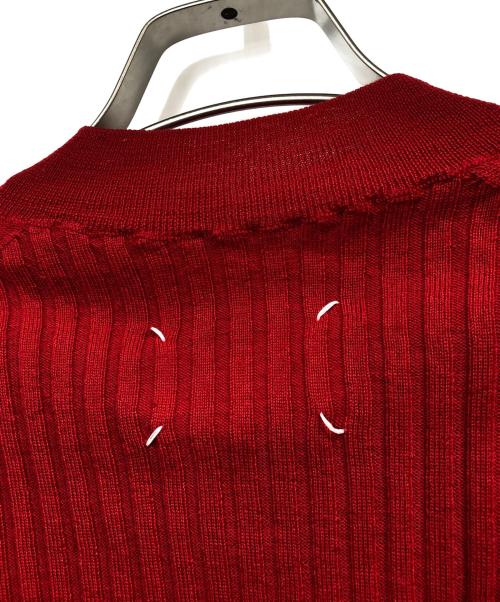 Maison Margiela（メゾンマルジェラ）Maison Margiela (メゾンマルジェラ) リブウール五分袖ニットセーター レッド サイズ:XSの古着・服飾アイテム