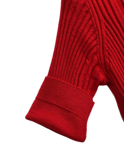 Maison Margiela（メゾンマルジェラ）Maison Margiela (メゾンマルジェラ) リブウール五分袖ニットセーター レッド サイズ:XSの古着・服飾アイテム