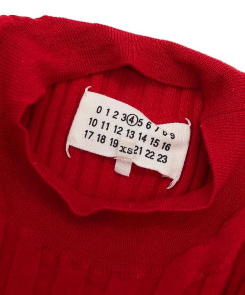 Maison Margiela（メゾンマルジェラ）Maison Margiela (メゾンマルジェラ) リブウール五分袖ニットセーター レッド サイズ:XSの古着・服飾アイテム