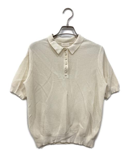 BALLSEY（ボールジィ）BALLSEY (ボールジィ) パールメッシュコンビ ポロカラープルオーバー ホワイト サイズ:Sの古着・服飾アイテム
