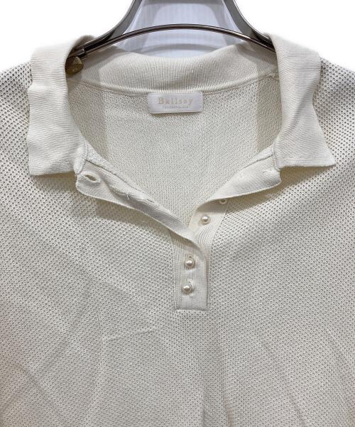 BALLSEY（ボールジィ）BALLSEY (ボールジィ) パールメッシュコンビ ポロカラープルオーバー ホワイト サイズ:Sの古着・服飾アイテム