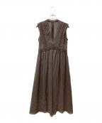 ANAYIアナイ）の古着「キュプラローンVネックワンピース 102017-14-410」｜ブラウン