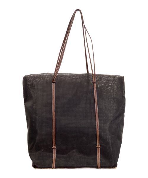 PRADA（プラダ）PRADA (プラダ) レザーポーチ付シースルートートバッグ ダークブラウン サイズ:表記なしの古着・服飾アイテム