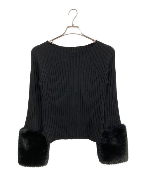 allureville（アルアバイル）allureville (アルアバイル) ファーカフスニット ブラック サイズ:2の古着・服飾アイテム