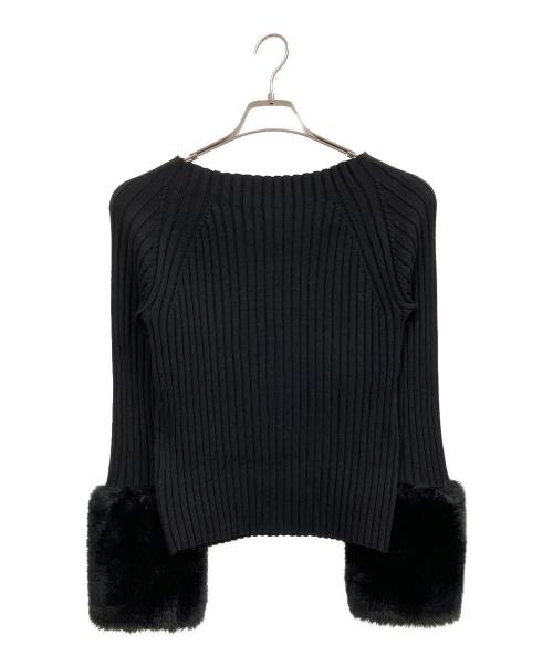 allureville（アルアバイル）allureville (アルアバイル) ファーカフスニット ブラック サイズ:2の古着・服飾アイテム