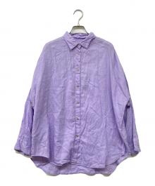 Spick and Span（スピック＆スパン）の古着「80リネンカシュクールビッグシャツ」｜バイオレット