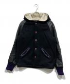 skookumスクーカム）の古着「ウールｘレザーフーディスタジャン」｜ブラック