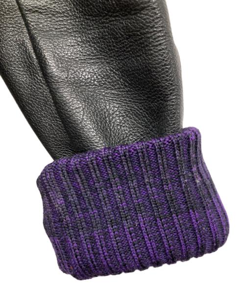 skookum（スクーカム）skookum (スクーカム) ウールｘレザーフーディスタジャン ブラック サイズ:32の古着・服飾アイテム