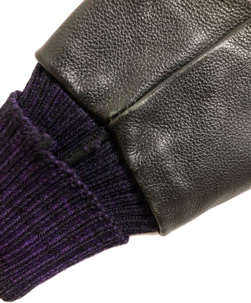 skookum（スクーカム）skookum (スクーカム) ウールｘレザーフーディスタジャン ブラック サイズ:32の古着・服飾アイテム