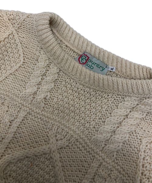 COUNTRY CLUB（カントリークラブ）COUNTRY CLUB (カントリークラブ) フィッシャーマンアランニット/ケーブル柄ニット アイボリー サイズ:XLの古着・服飾アイテム