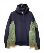 sacaiサカイ）の古着「Sponge Sweat MA-1 Hoodie」｜ネイビー×カーキ