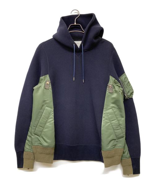 sacai（サカイ）sacai (サカイ) Sponge Sweat MA-1 Hoodie ネイビー×カーキ サイズ:size1の古着・服飾アイテム