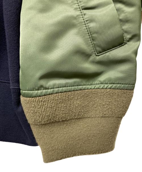 sacai（サカイ）sacai (サカイ) Sponge Sweat MA-1 Hoodie ネイビー×カーキ サイズ:size1の古着・服飾アイテム