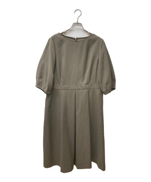 23区（ニジュウサンク）23区 (ニジュウサンク) ドライタッチスラブツイルワンピース ブラウン サイズ:44の古着・服飾アイテム