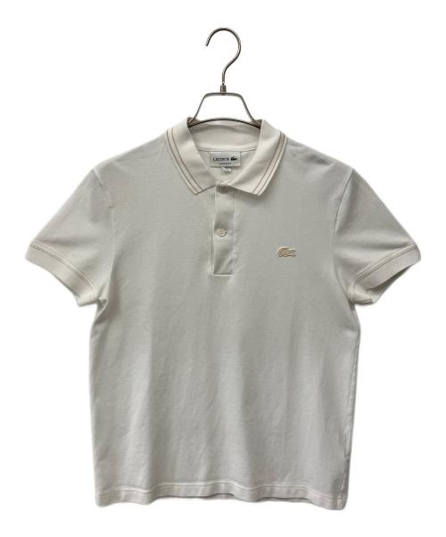 LACOSTE（ラコステ）LACOSTE (ラコステ) ストライプリブニットカラーストレッチポロシャツ ホワイト サイズ:Sの古着・服飾アイテム