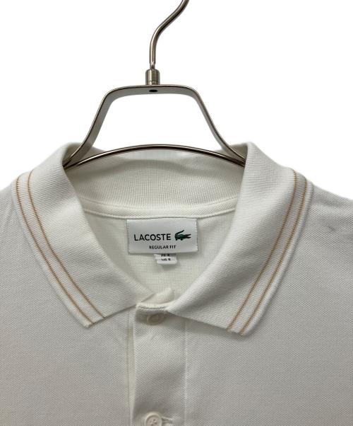 LACOSTE（ラコステ）LACOSTE (ラコステ) ストライプリブニットカラーストレッチポロシャツ ホワイト サイズ:Sの古着・服飾アイテム