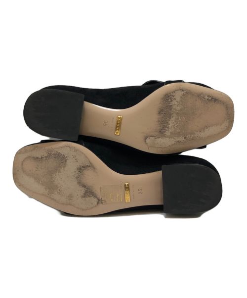 GUCCI（グッチ）GUCCI (グッチ) GGマーモント バックル スウェードフリンジパンプス ブラック サイズ:35の古着・服飾アイテム