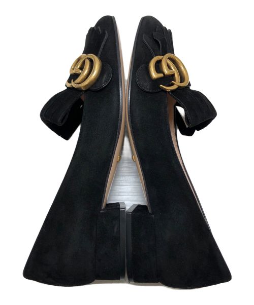 GUCCI（グッチ）GUCCI (グッチ) GGマーモント バックル スウェードフリンジパンプス ブラック サイズ:35の古着・服飾アイテム