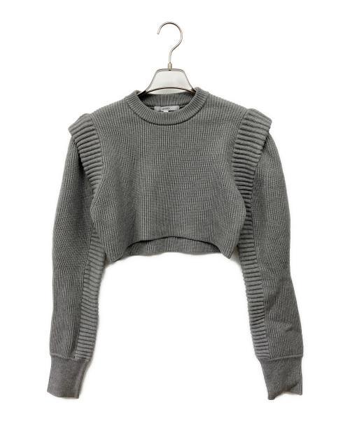 UN3D.（アンスリード）UN3D. (アンスリード) パワーショルダーショートニット グレー サイズ:Fの古着・服飾アイテム
