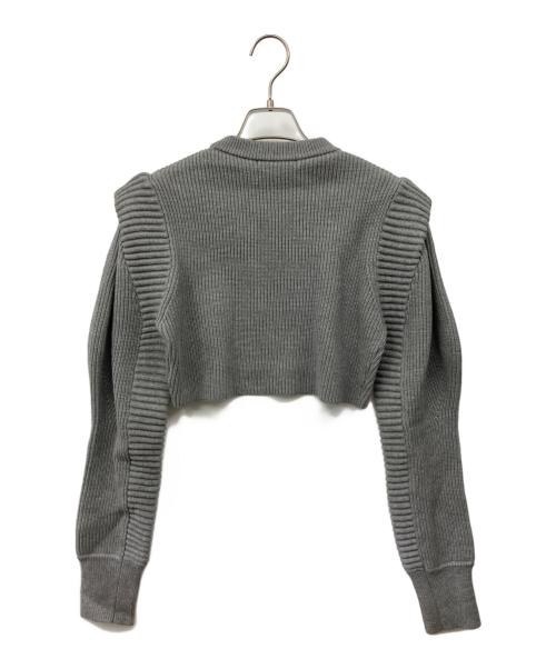 UN3D.（アンスリード）UN3D. (アンスリード) パワーショルダーショートニット グレー サイズ:Fの古着・服飾アイテム