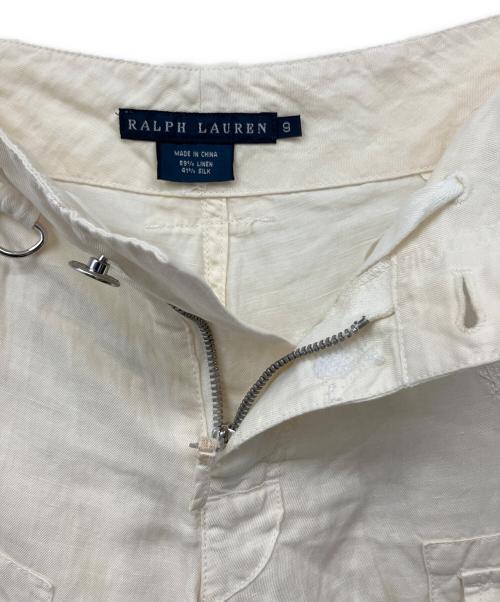 RALPH LAUREN（ラルフローレン）RALPH LAUREN (ラルフローレン) 藍染 リペア加工 カーゴ ショーツ アイボリー サイズ:9の古着・服飾アイテム