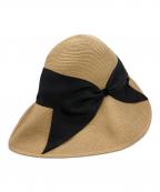 Athena NEW YORKアシーナニューヨーク）の古着「ストローハット」｜ベージュ×ブラック