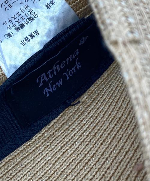 Athena NEW YORK（アシーナニューヨーク）Athena New York (アシーナニューヨーク) ストローハット ベージュ×ブラックの古着・服飾アイテム