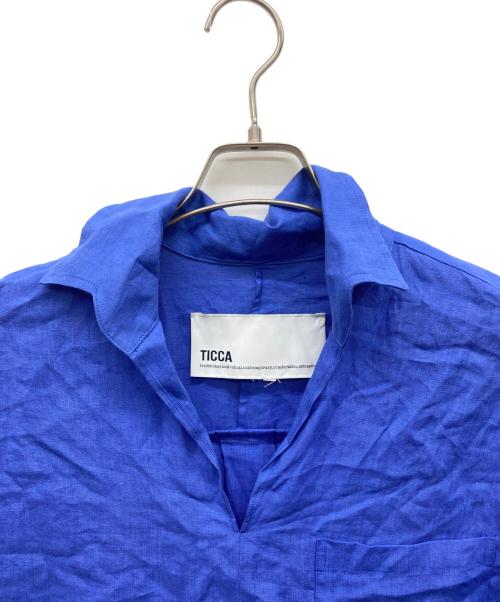 ticca（ティッカ）TICCA (ティッカ) リネンシャツワンピース ブルー サイズ:Fの古着・服飾アイテム