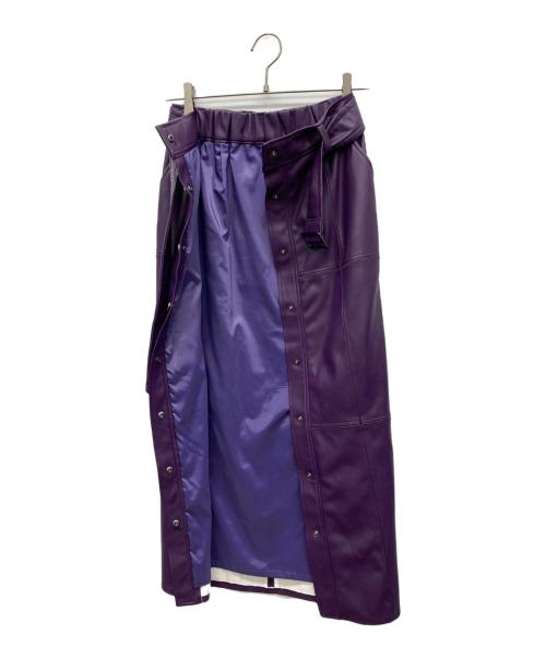 Diagram（ダイアグラム）Diagram (ダイアグラム) エコレザー切替スカート パープル サイズ:36の古着・服飾アイテム