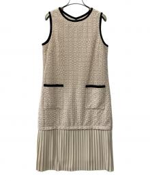 GRACE CLASS（グレースクラス）の古着「プリーツ切替ケミカルドレス」｜ベージュ